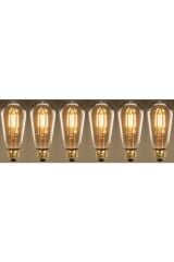 Rustik Led Ampul 6 Lı Eko Paket Amber E27 Duy Armut Tipi St64 Dekoratif Vıntage Aydınlatma