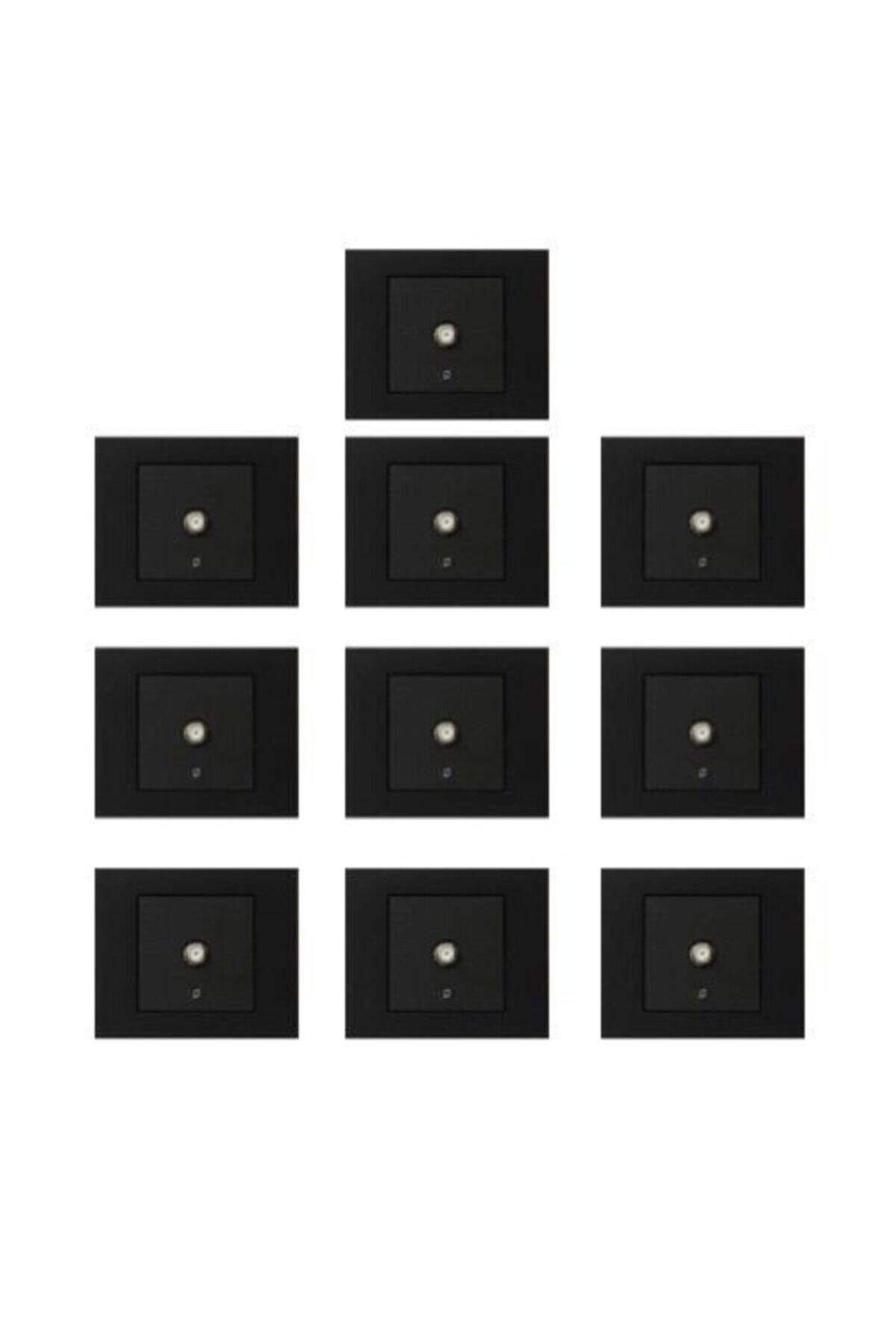 10 Adet Ovivo Grano Siyah Tv Prizi F Tip 10'lu (ÇERÇEVE DAHİL)