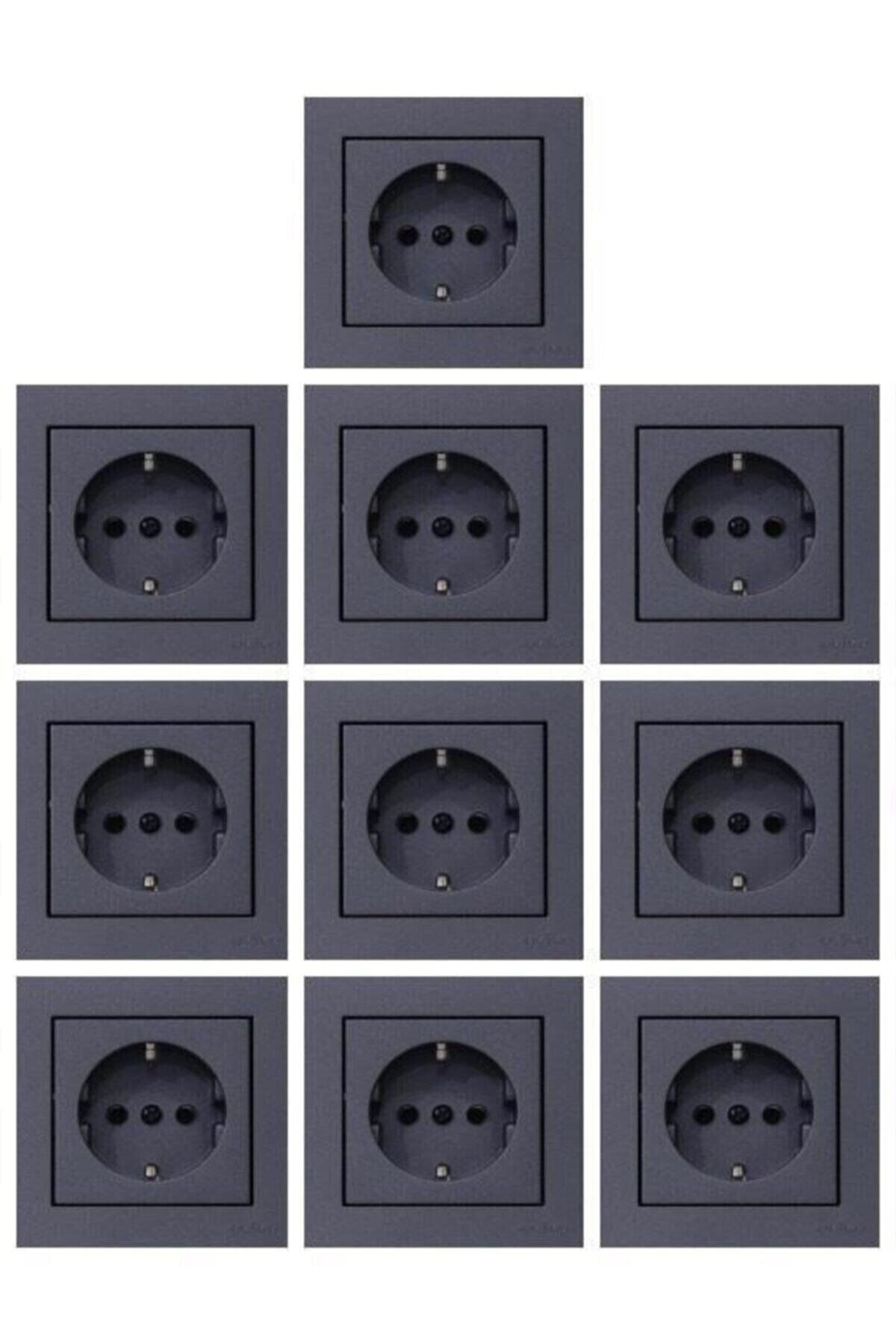 Ovivo Grano Füme Topraklı Priz +çerçeve 10adet