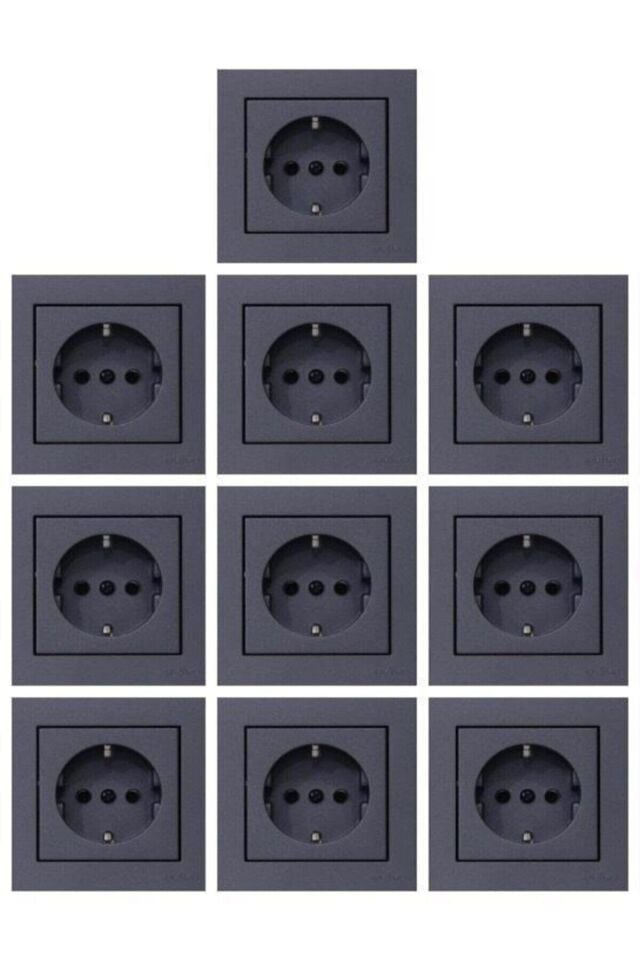 Ovivo Grano Füme Topraklı Priz +çerçeve 10adet