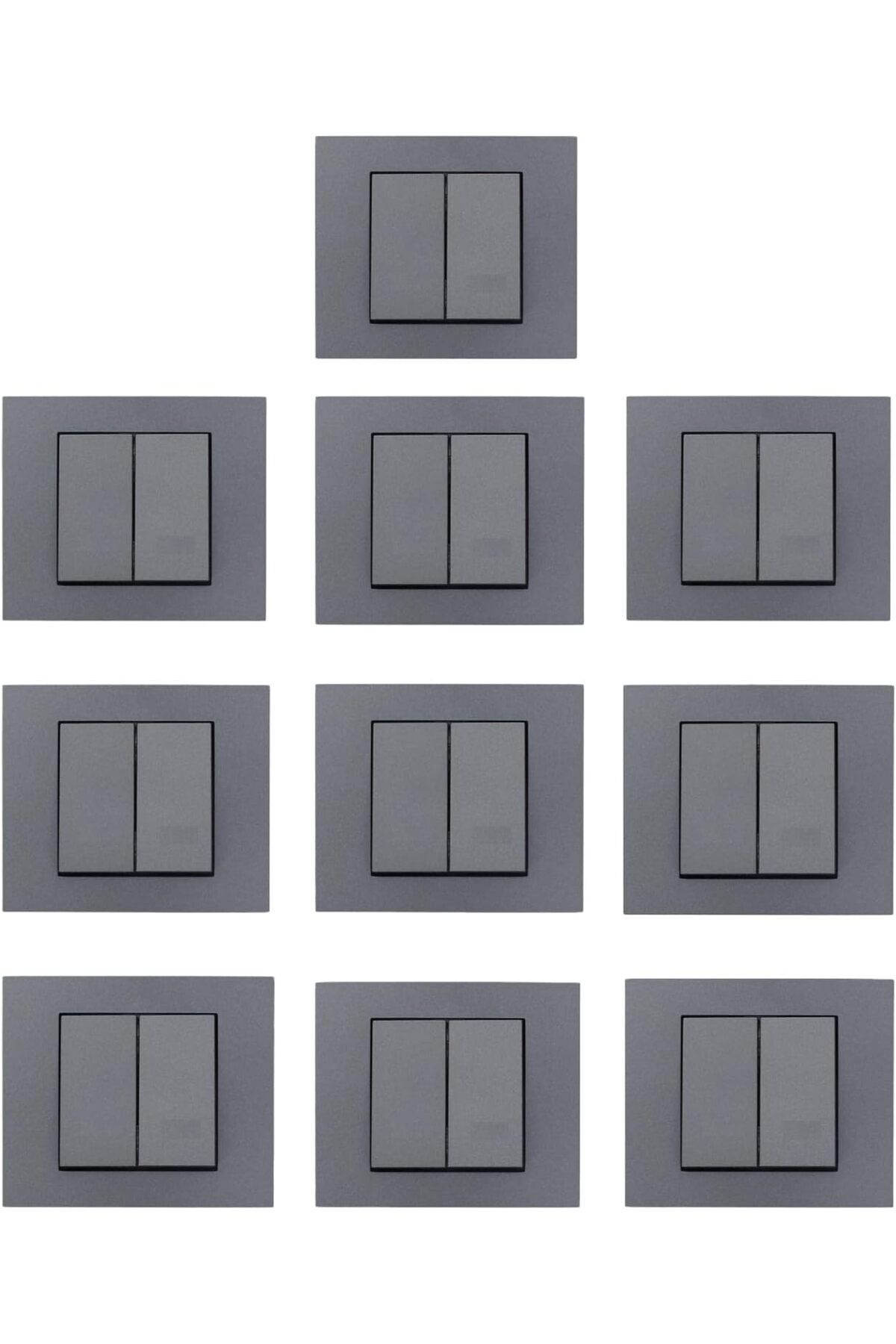 OVİVO GRANO FÜME KOMÜTATÖR (2 Lİ ANAHTAR) 10 LU EKONOMİK PAKET ÇERÇEVE DAHİL