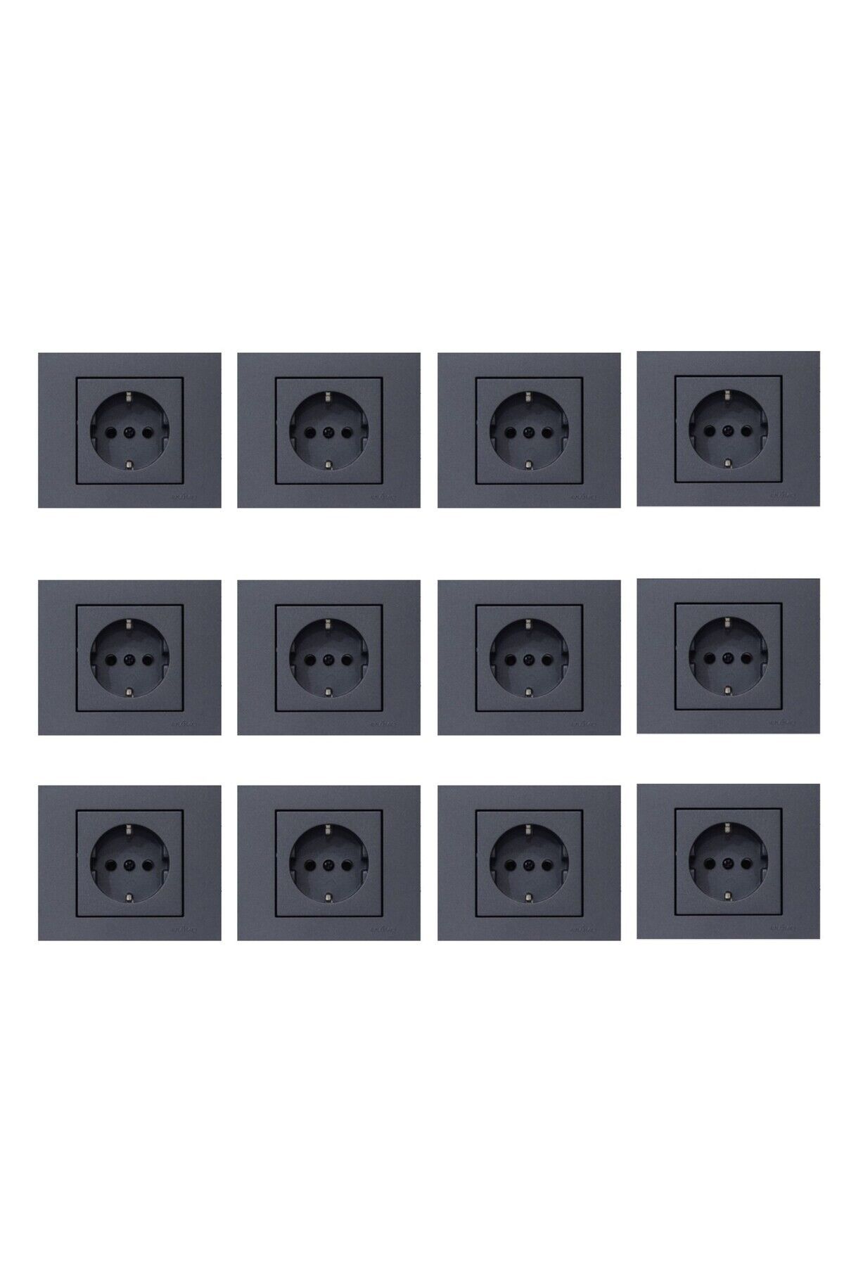 Ovivo Grano Füme Topraklı Priz 12'li Paket (Çerçeve Dahil)