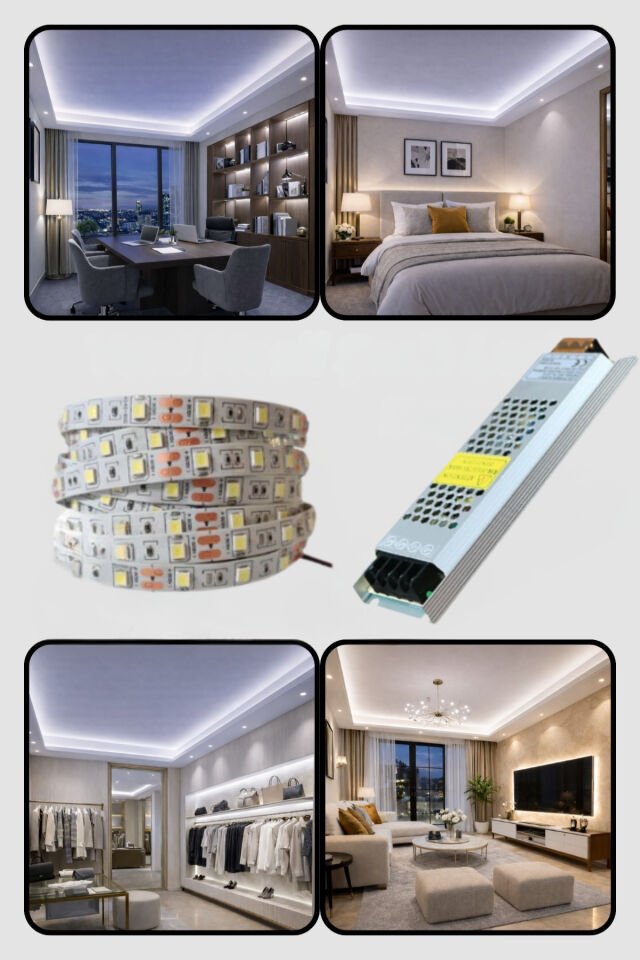 Yeni Nesil Şerit Led Seti ◆ 5 Metre Beyaz Led + 5 Amper 60 W Slim Trafo