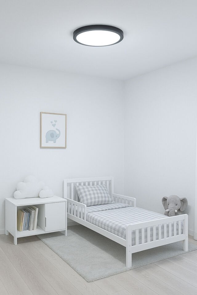 Modern Tavana Sıfır Led Lamba Buz Beyaz Işık Siyah Metal Kasa Salon Mutfak Oturma Odası Avize