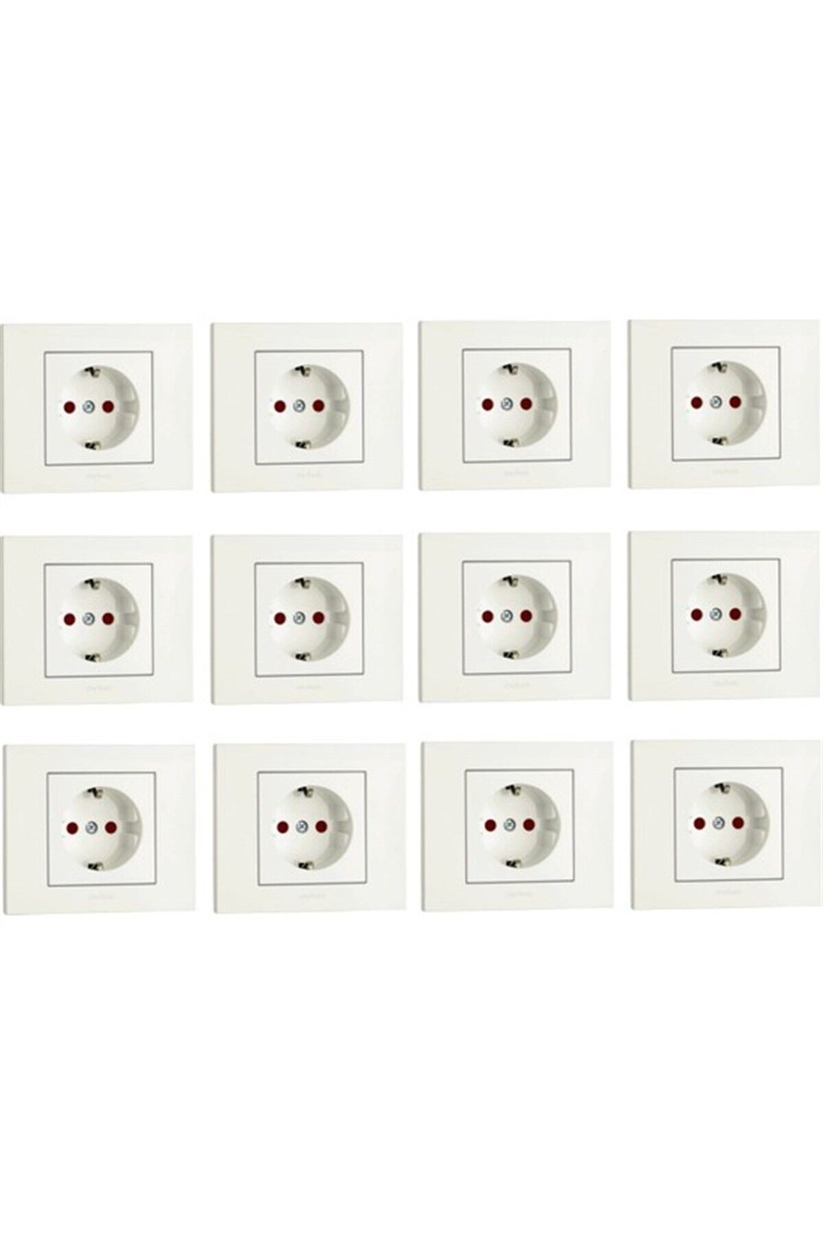Ovivo Grano Beyaz Çk Topraklı Priz Çerçeveli 12 Adet