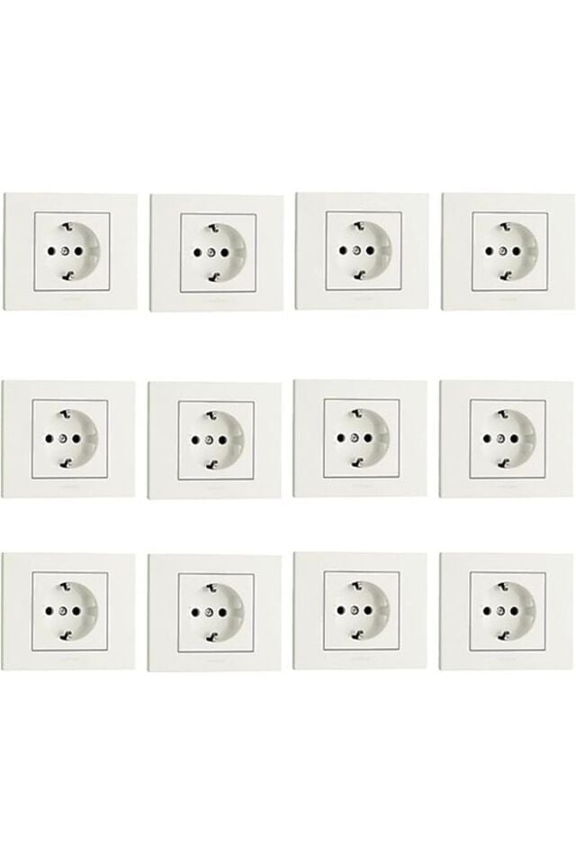 OVİVO GRANO BEYAZ TOPRAKLI PRİZ 12 Lİ EKONOMİK PAKET ÇERÇEVE DAHİL