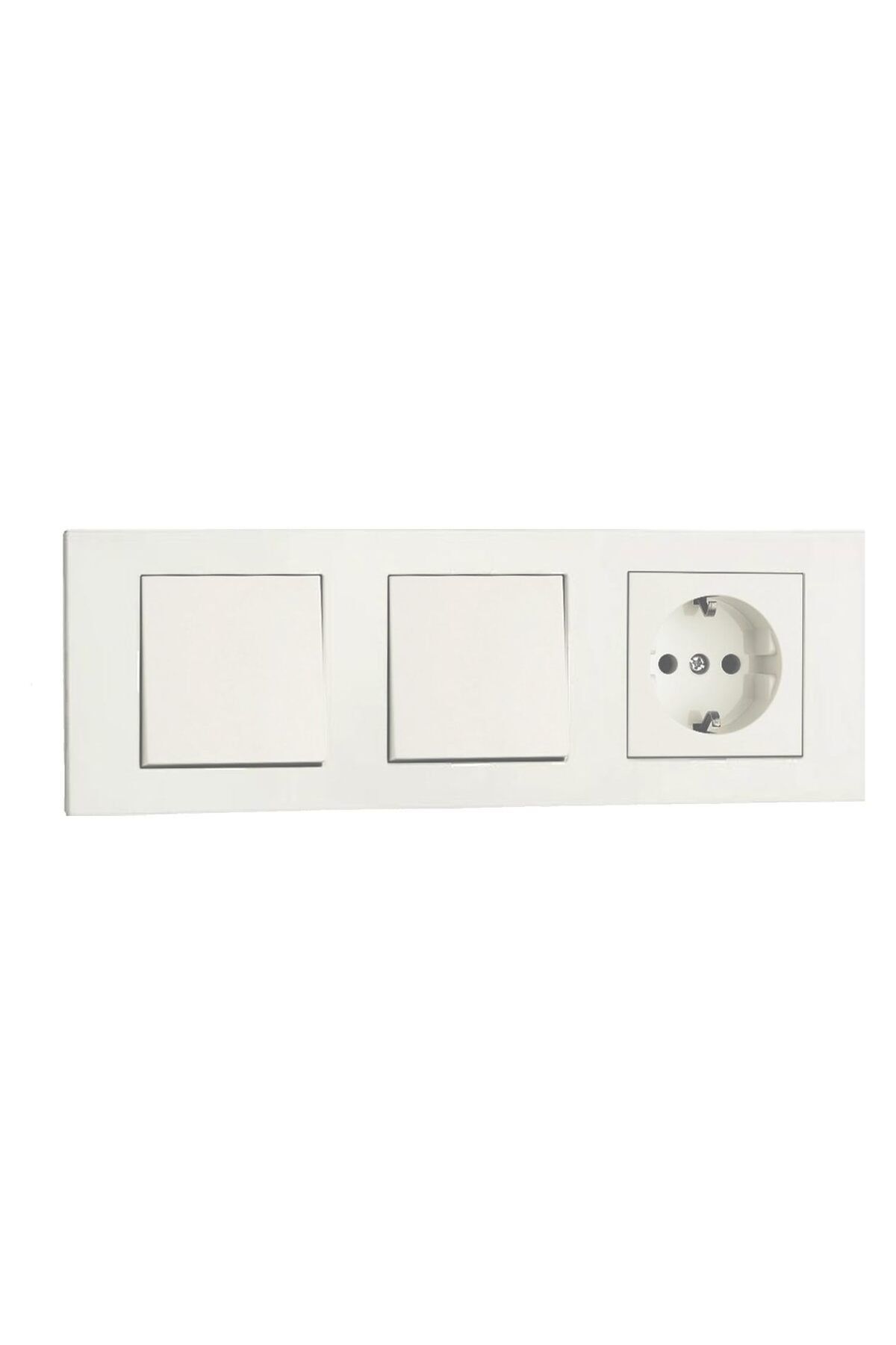 OVİVO GRANO BEYAZ ANAHTAR + ANAHTAR + TOPRAKLI PRİZ +ÜÇLÜ ÇERÇEVE ÜÇLÜ SET