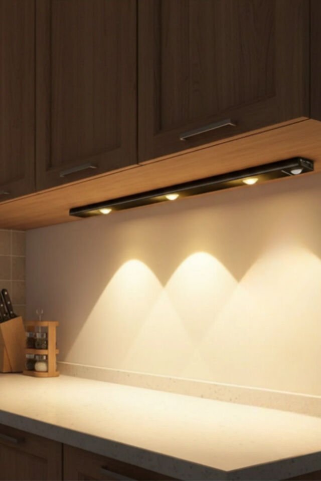 Sensörlü Şarjlı Mıknatıslı LED Işık 40 cm Siyah | Dimmerli 3 Işık Renkli Hareket Sensörlü Aydınlatma